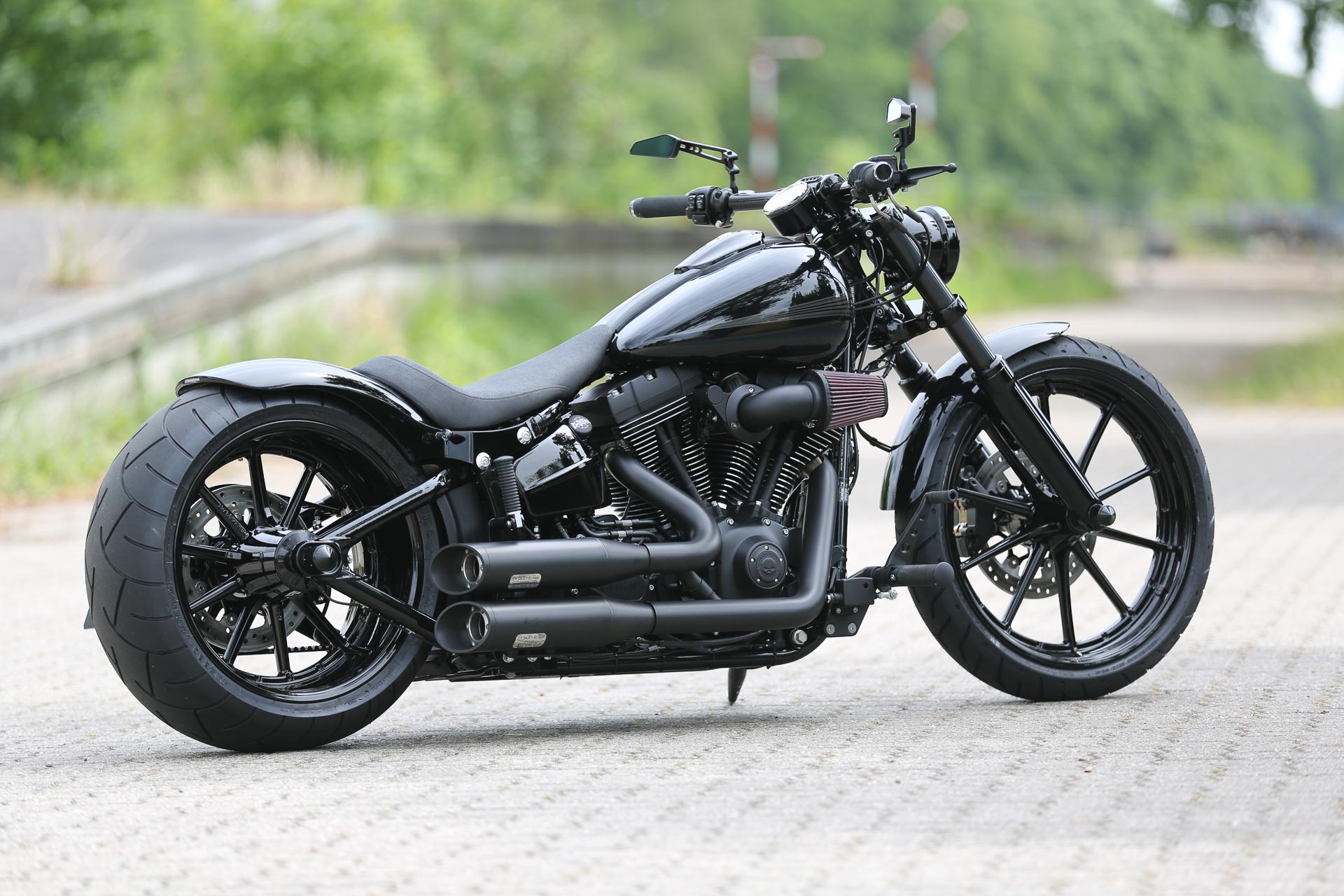 Thunderbike Completely Black H D Fxsb Breakout Custom Motorcycle